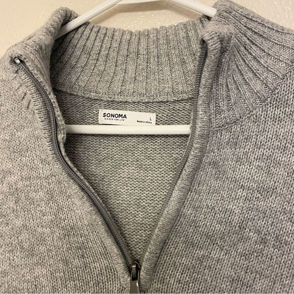 Sonoma Goods For Life Quarter Zip Sweater gray mock neck turtleneck mens L - Picture 4 of 9
